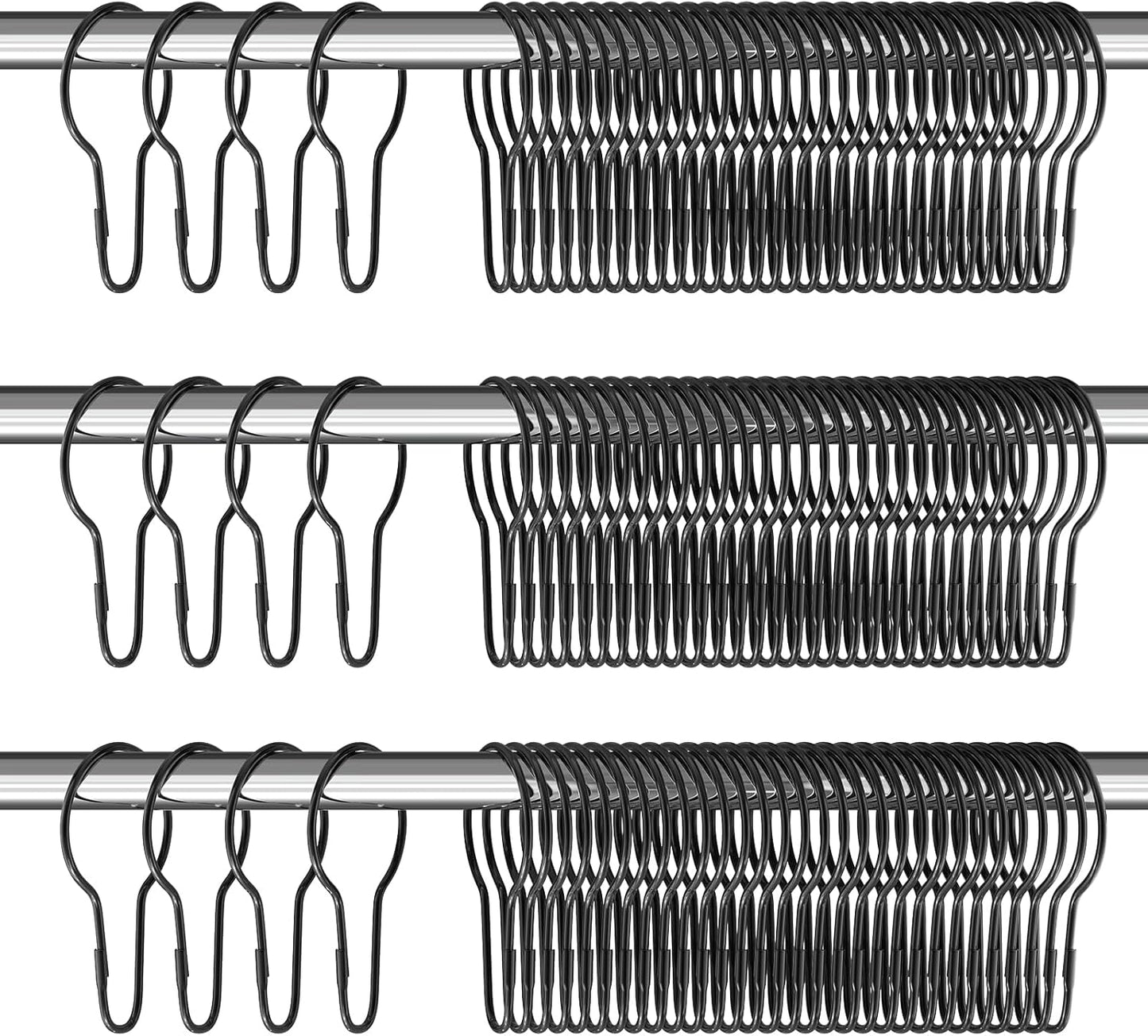 Rust-Proof Metal Shower Curtain Hooks - Set of 150