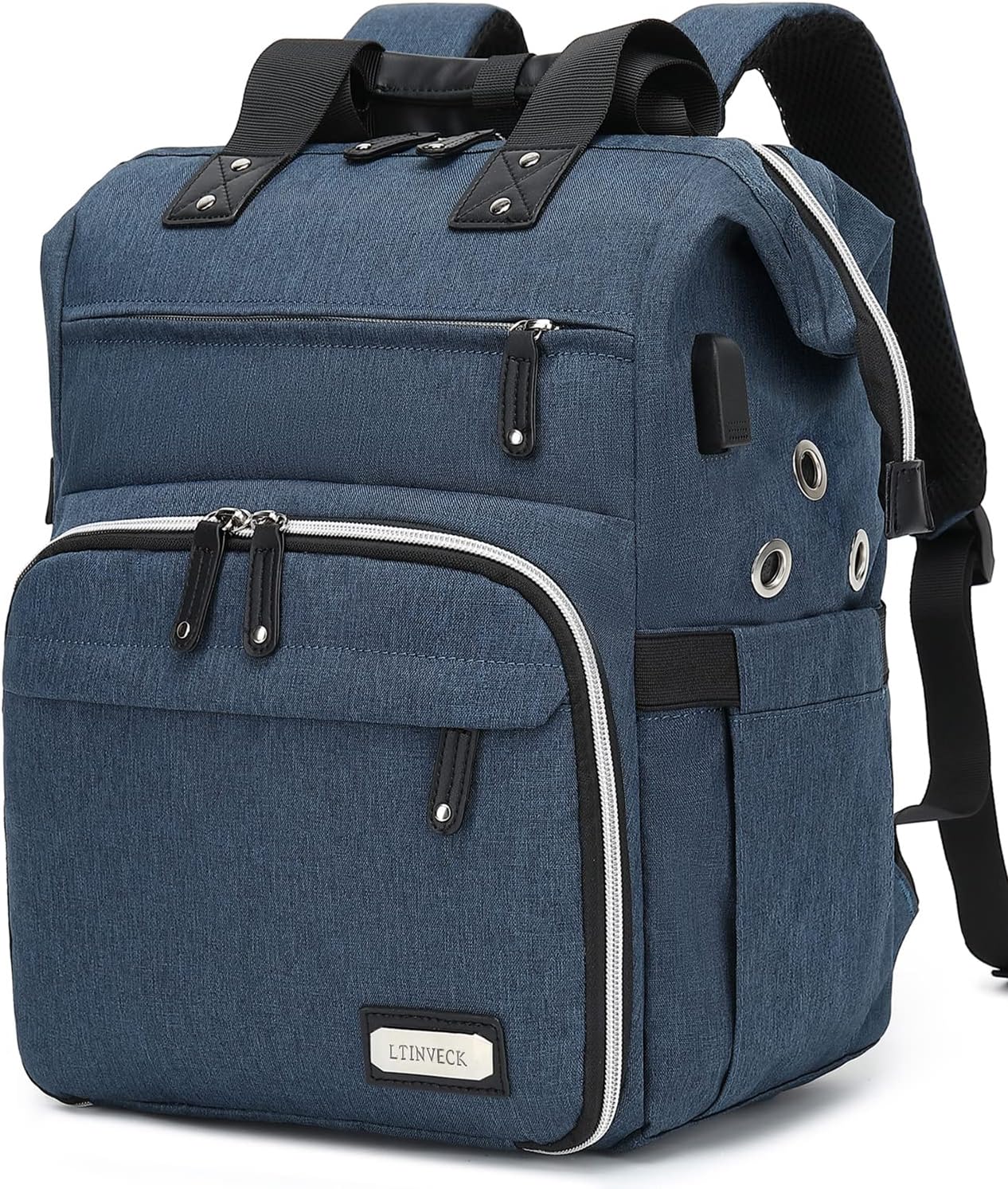 Crochet Backpack with USB Charging Port for Yarn Storage
