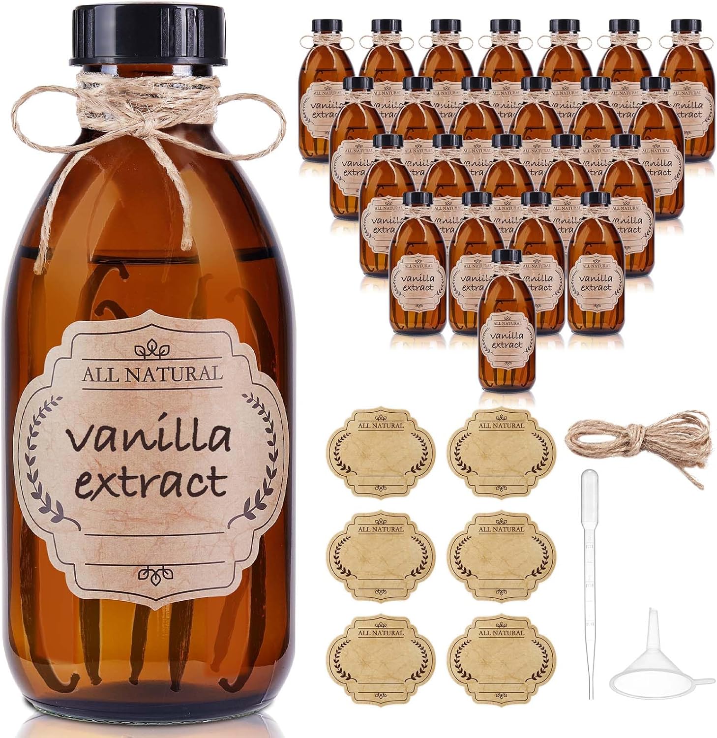 24 Pack 8 OZ Amber Glass Bottles for Essential Oils and More