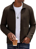 Men's Lightweight Varsity Jacket Casual Bomber - Waffle Zip Coat
