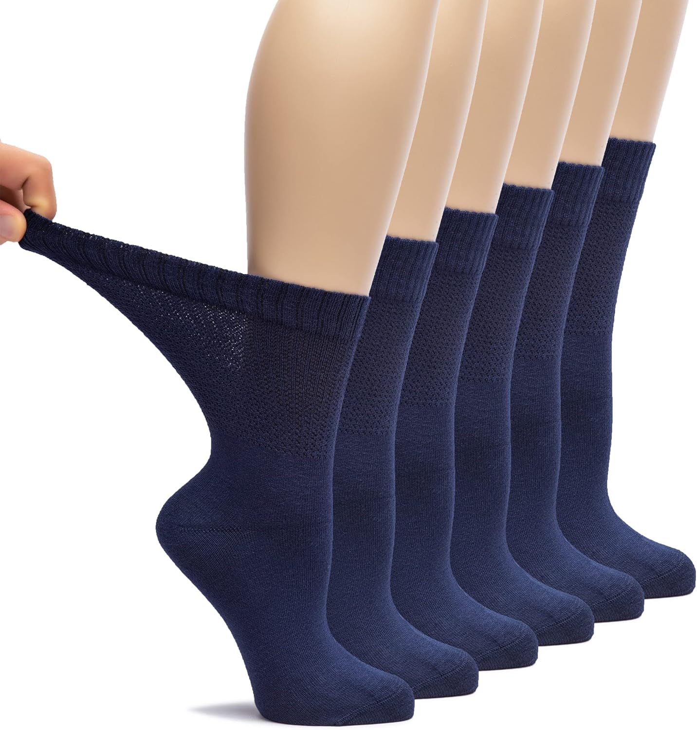 Hugh Ugoli Women's Loose Fit Diabetic Crew Socks for Comfort