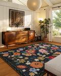 Washable Area Rug 6x9 Vintage Floral Low Pile - Machine Washable
