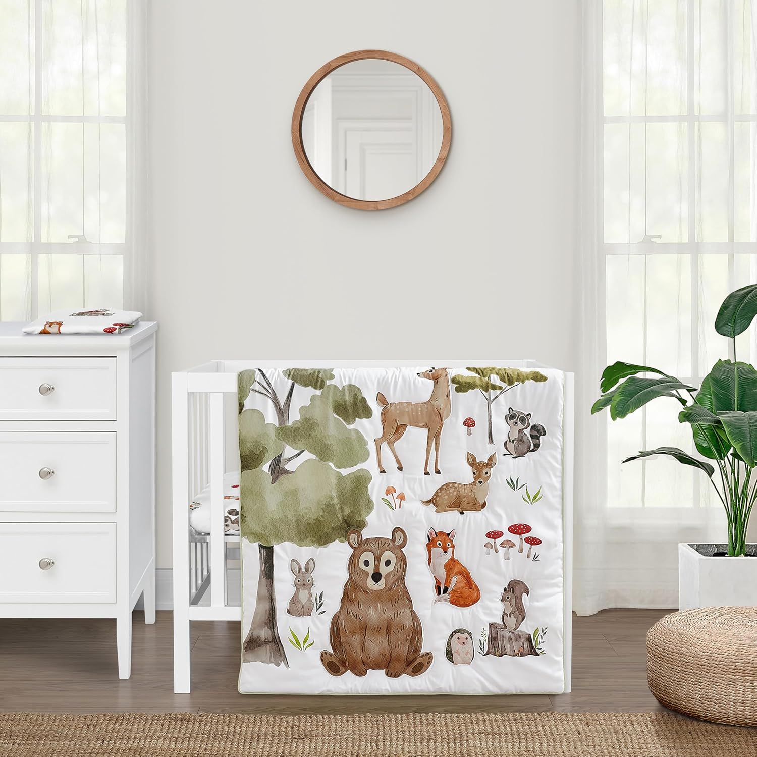 Woodland Forest Animals Mini Crib Bedding Set for Infants