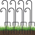 Adjustable 32 in Shepherd Hooks 8 Pack - Stable Garden Hanging Hooks