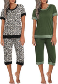Ekouaer Women's Pajama Set Short Sleeve Top and Capri Pants