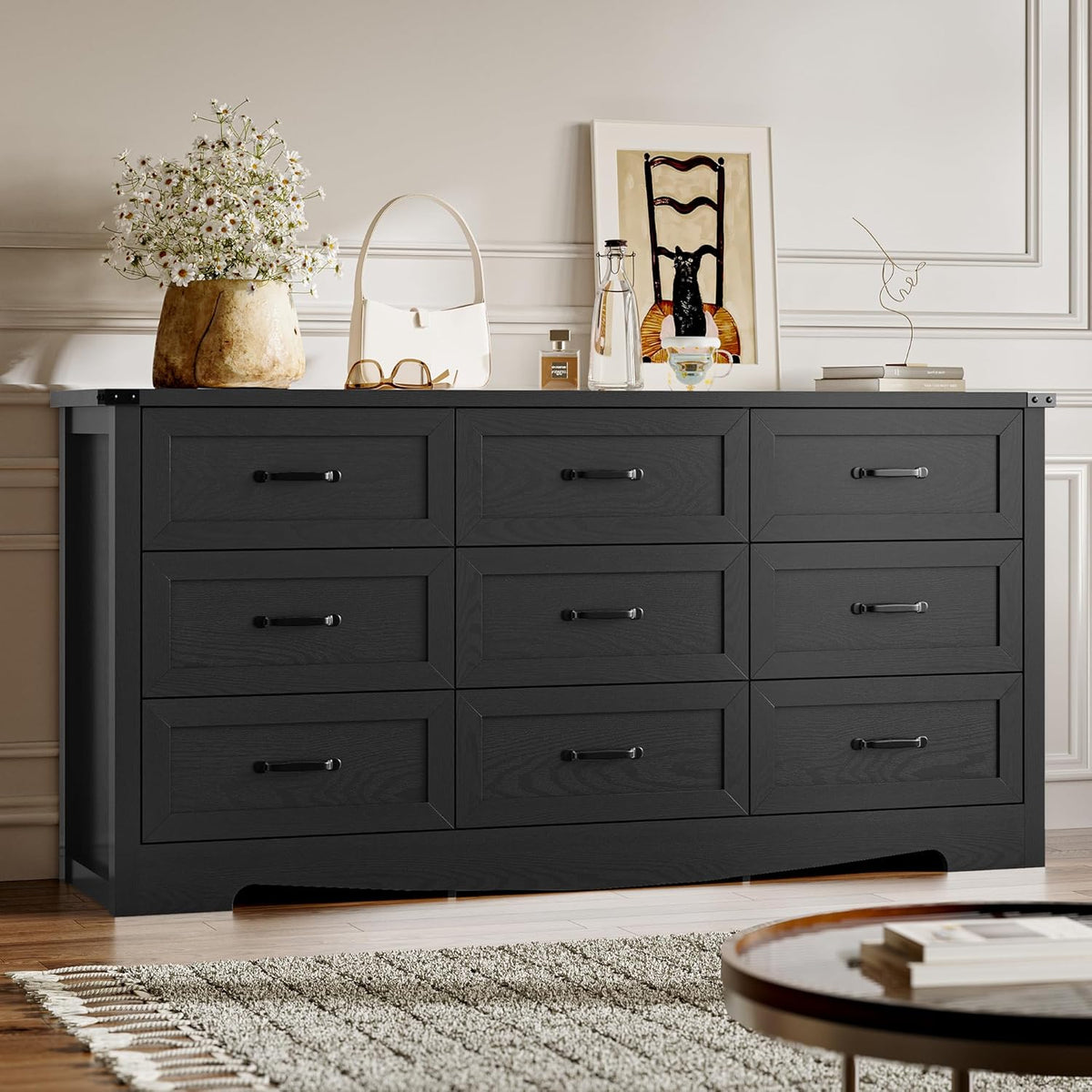 Modern 9-Drawer Dresser for Bedroom and Living Room Storage