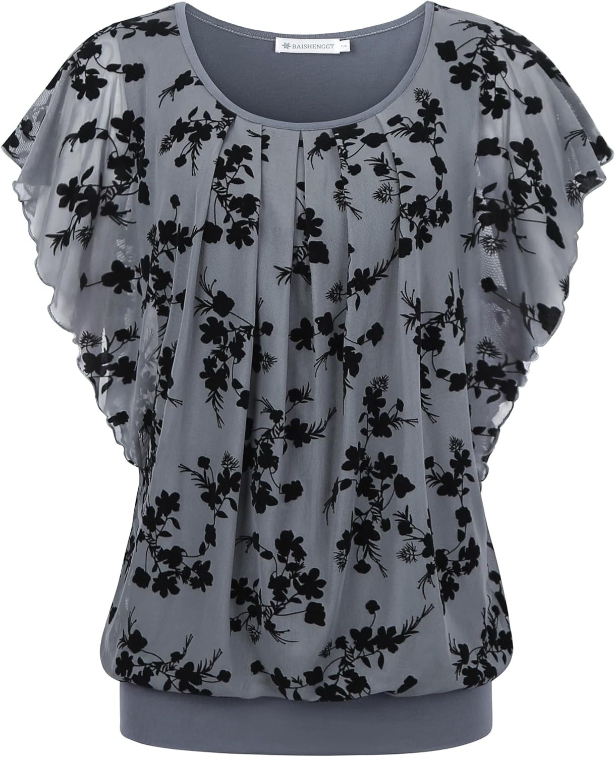 BAISHENGGT Womens Summer Tops Flutter Short Sleeve Blouses