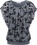 Womens Flutter Short Sleeve Pleated Mesh Top - Flattering Summer