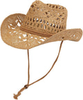 Straw Cowboy Hat for Women and Men with Shapeable Wide Brim - Sun