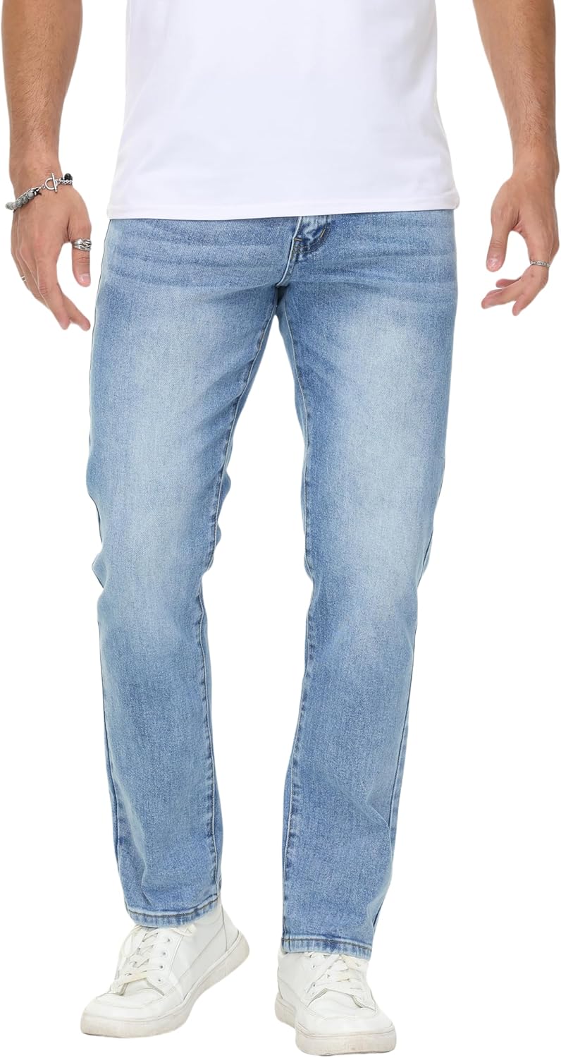 Men's Stretch Regular Fit Straight-Leg Denim Pants for Comfort