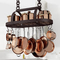 KES 34 Inch Oiled Bronze Hanging Pot Rack - Heavy Duty Ceiling Mount