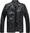 Men's Stand Collar Faux Leather Jacket - Lightweight Motorcycle Style