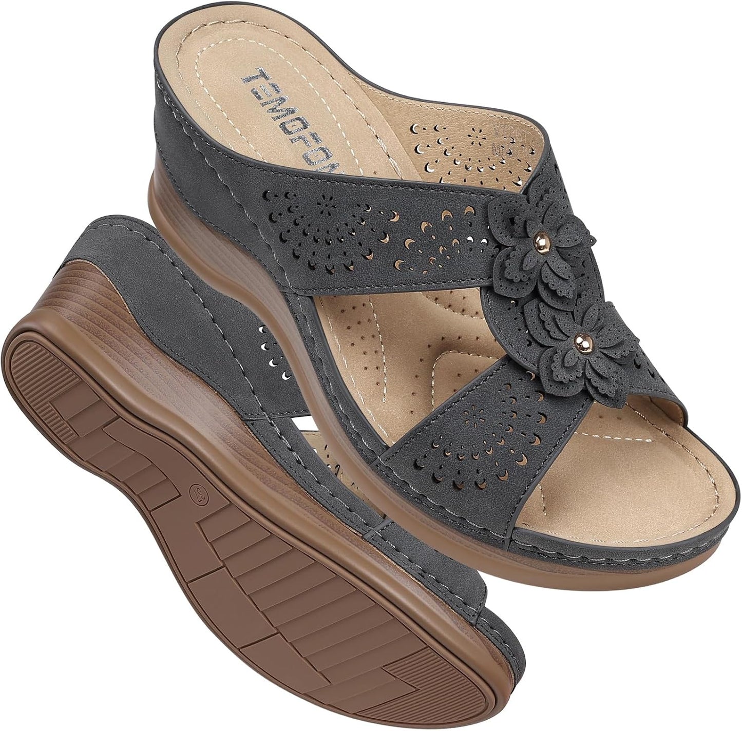 TEMOFON Womens Wedge Sandals: Comfortable Casual Summer Shoes