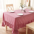 Red White Plaid Ruffled Table Cloth for 8-10 Seats, 120x60