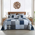 Queen Patchwork Quilt Set Reversible Plaid Grid - All-Season Comfort