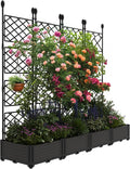 4 PCS Raised Garden Bed with Trellis - Vertical Planter with Privacy