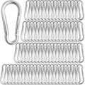 100Pcs 2.36in Sliver Carabiners Clip - Durable Small Spring Snap Hooks