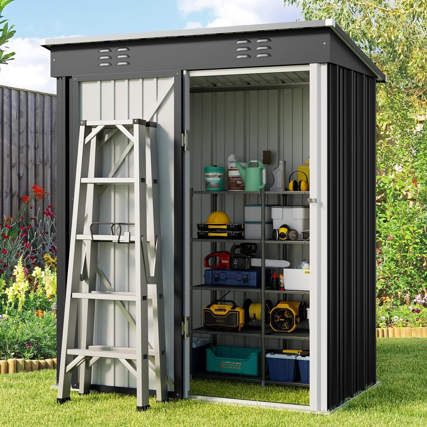 Gizoon 5ft x 3ft Outdoor Storage Shed for Garden and Patio Use