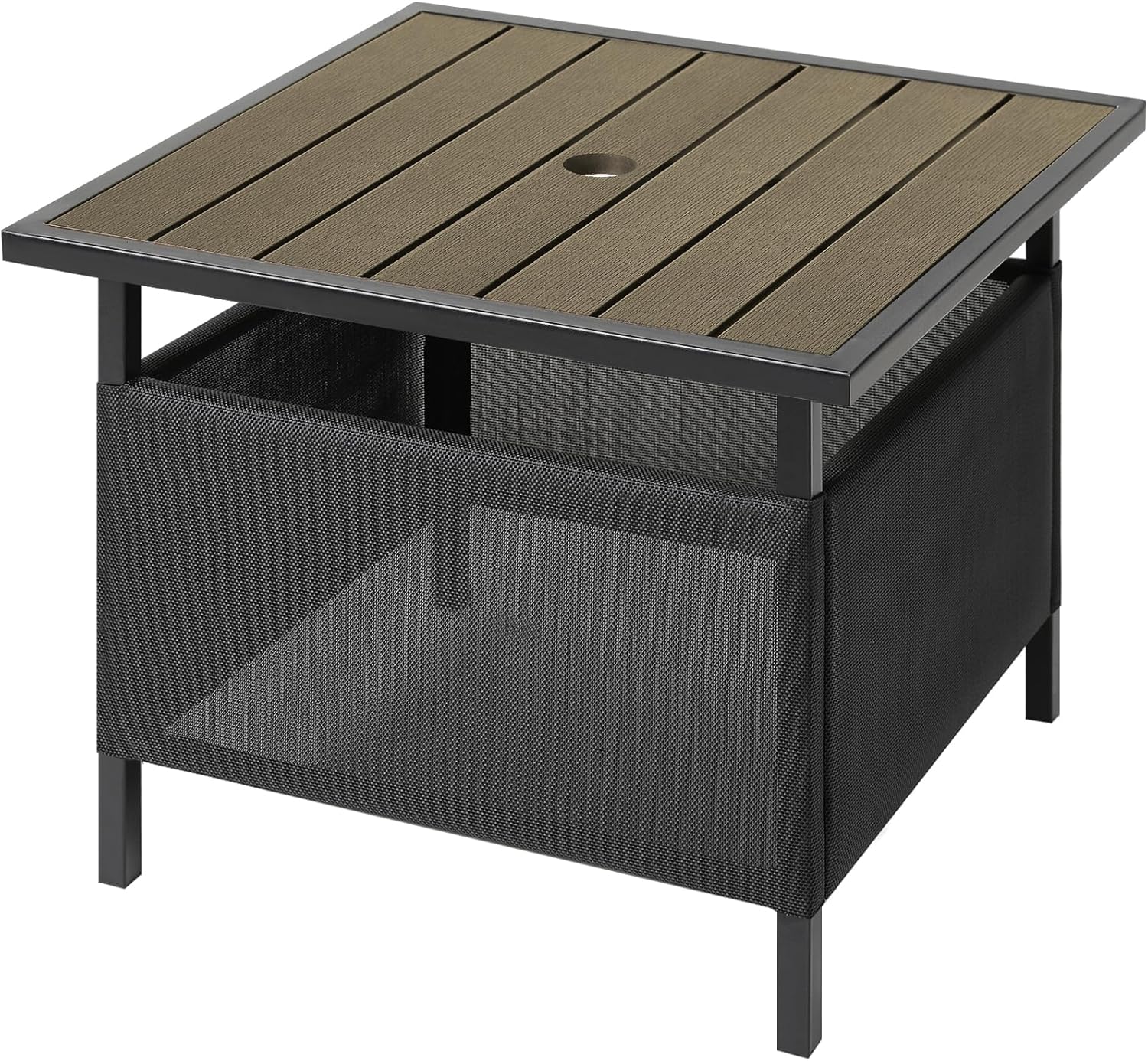 LZRS Adirondack Square Outdoor Side Table with Umbrella Hole
