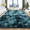 Fluffy Peacock Blue Area Rug 6x9 - Ultra Soft Shaggy Living Room Rug