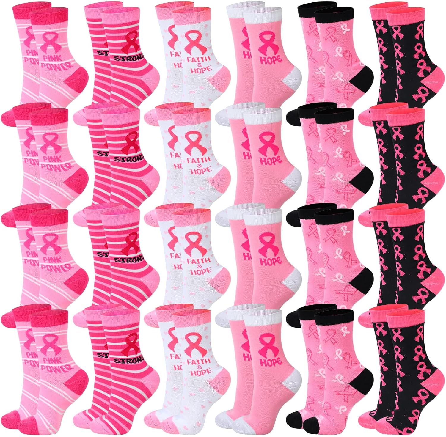Hercicy Breast Cancer Awareness Socks Bulk Soft Pink Ribbon Gifts