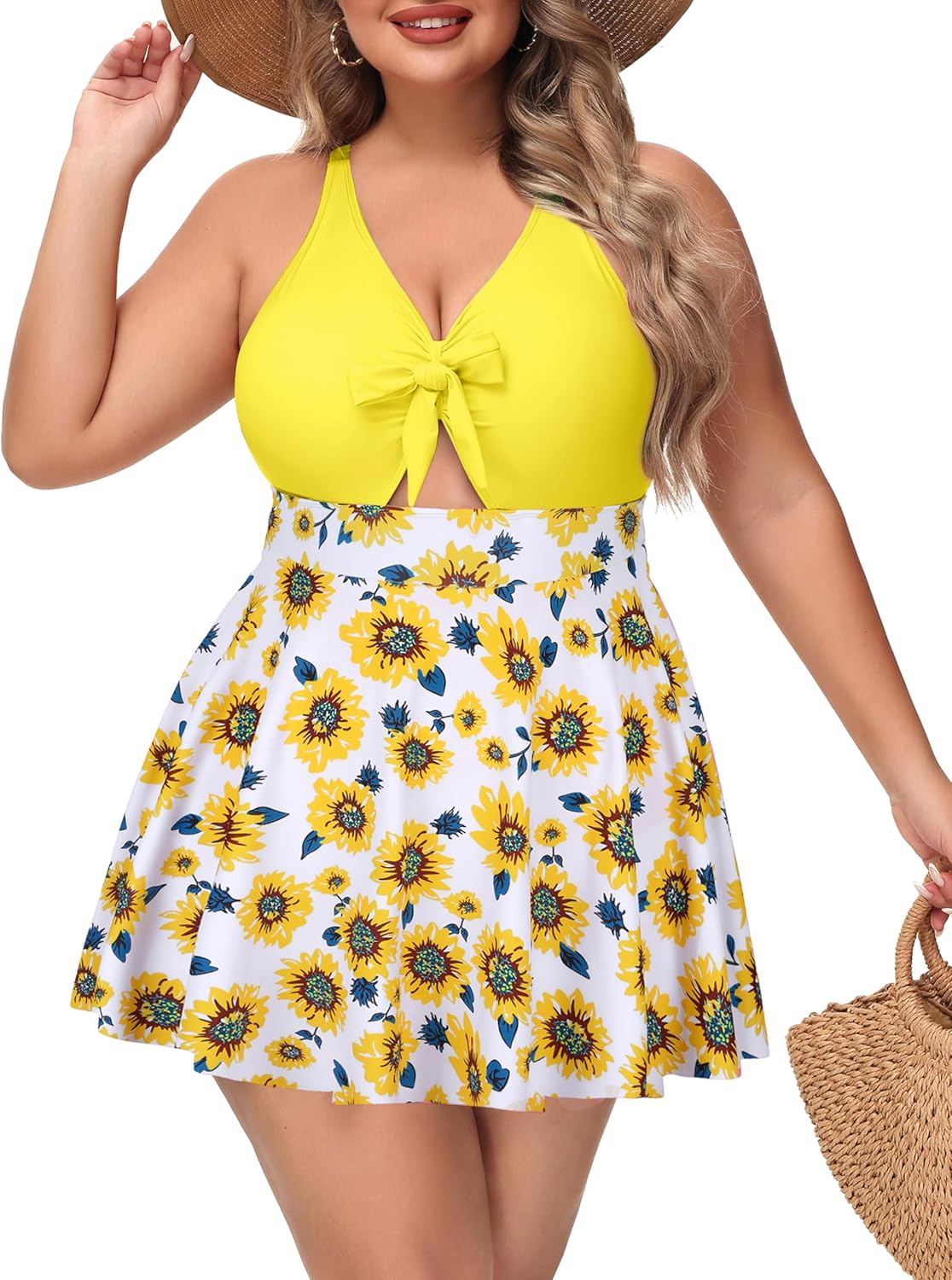 NIeyook Womens Plus Size One Piece Swimsuit with Skirt