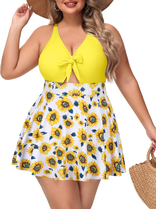 NIeyook Womens Plus Size One Piece Swimsuit with Skirt