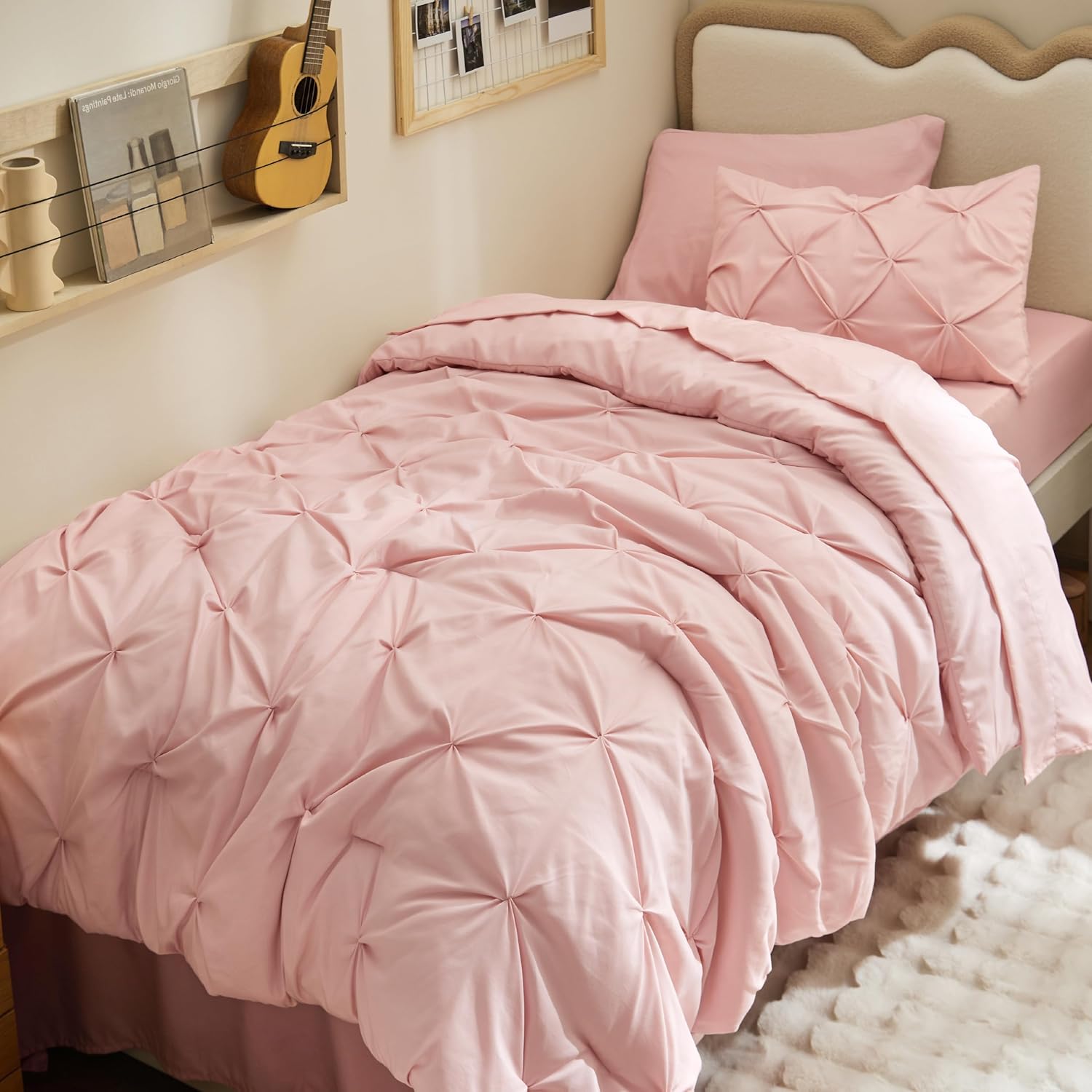 Bedsure Twin XL Comforter Set - Elegant 5 Piece Dorm Bedding