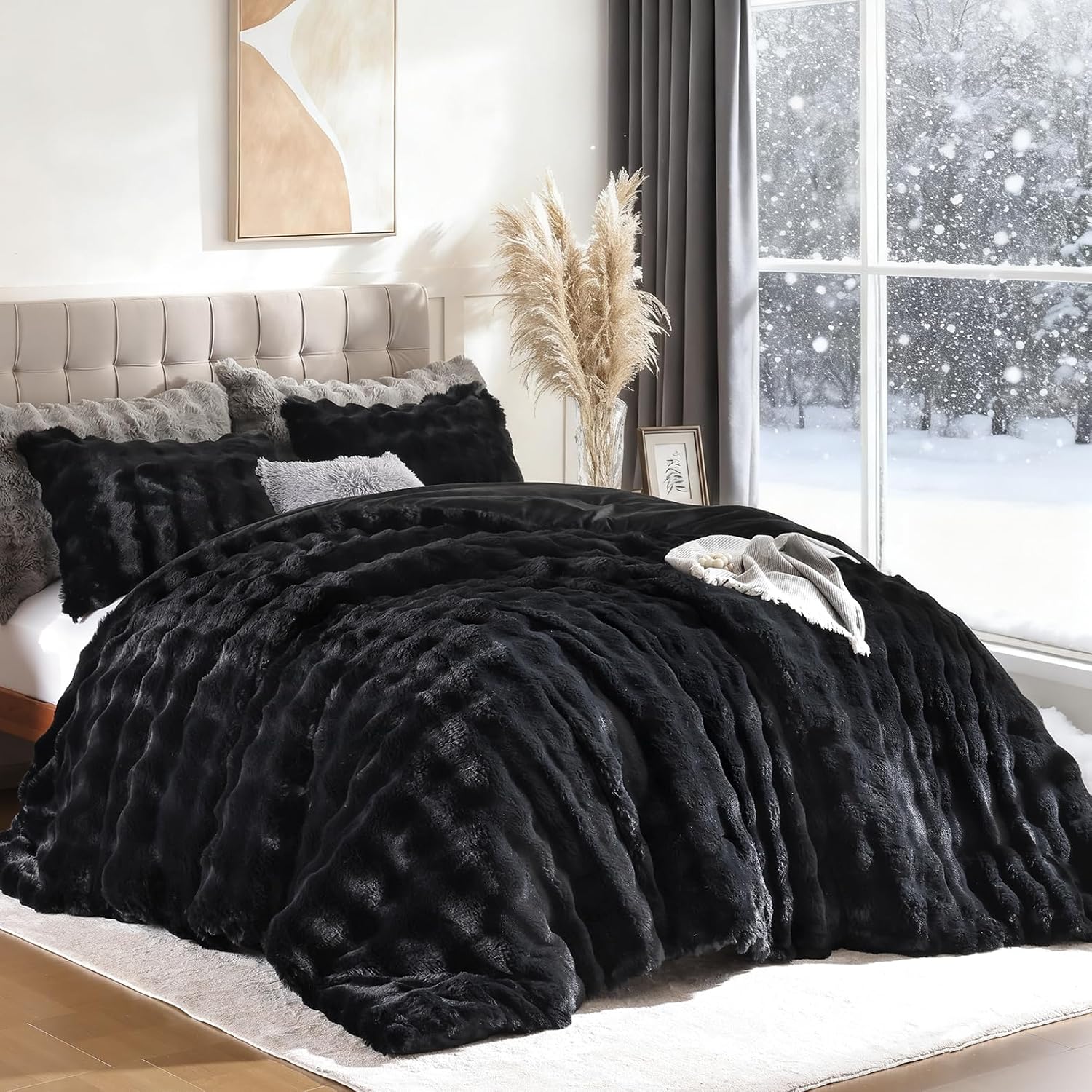 Luxurious Faux Fur Comforter Set for Full & Queen Beds