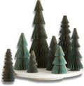 Honeycomb Paper Tree Set of 8 Pine Forest - Gold Edging Holiday
