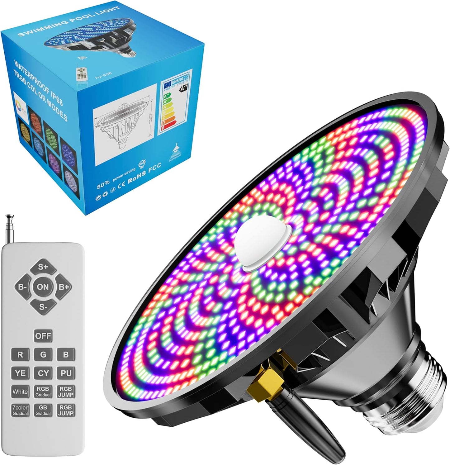LED RGBW Pool Light Bulb for Inground Pools with Remote Control