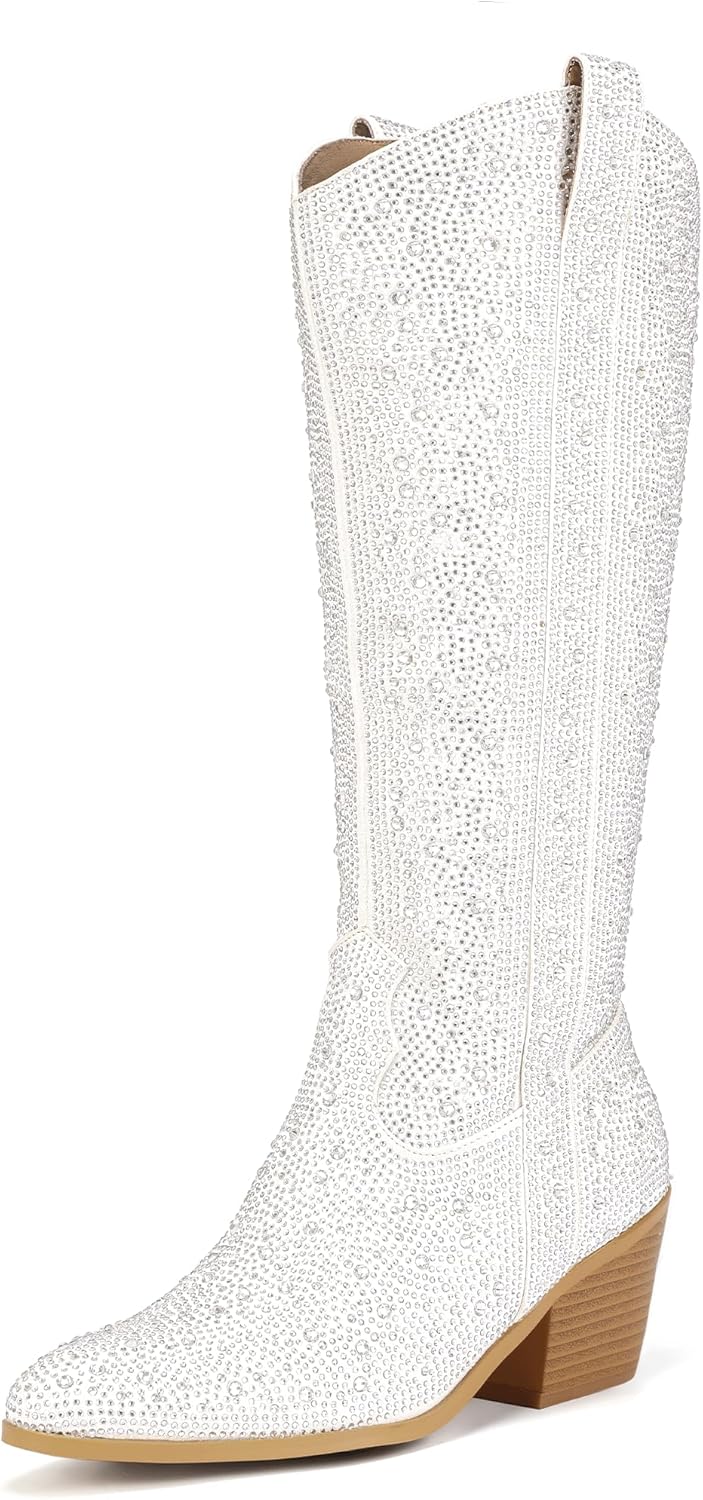 Rhinestone Cowboy Boots for Women - Stylish Knee High Bling