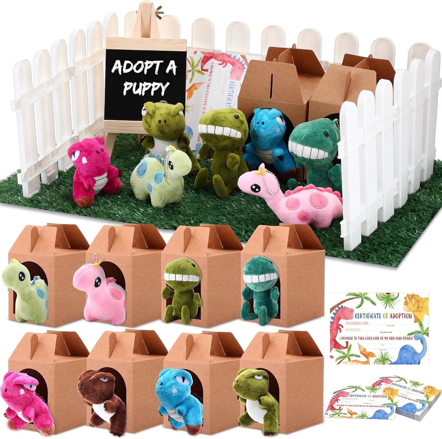 84 Pcs Adopt a Pet Party Favors with Mini Plush Dinosaurs