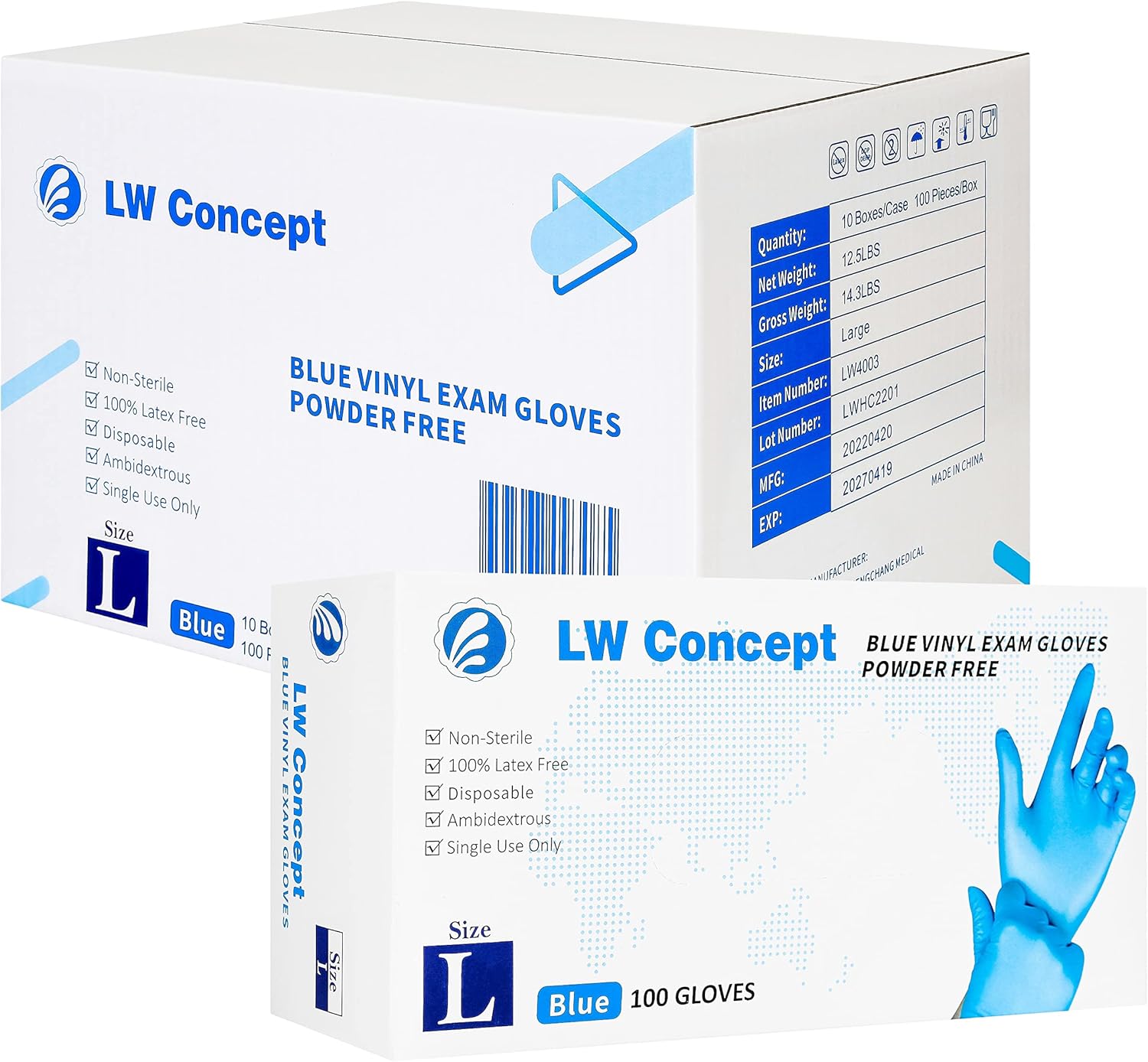 Blue Vinyl Exam Gloves for Medical and Food Safe Use
