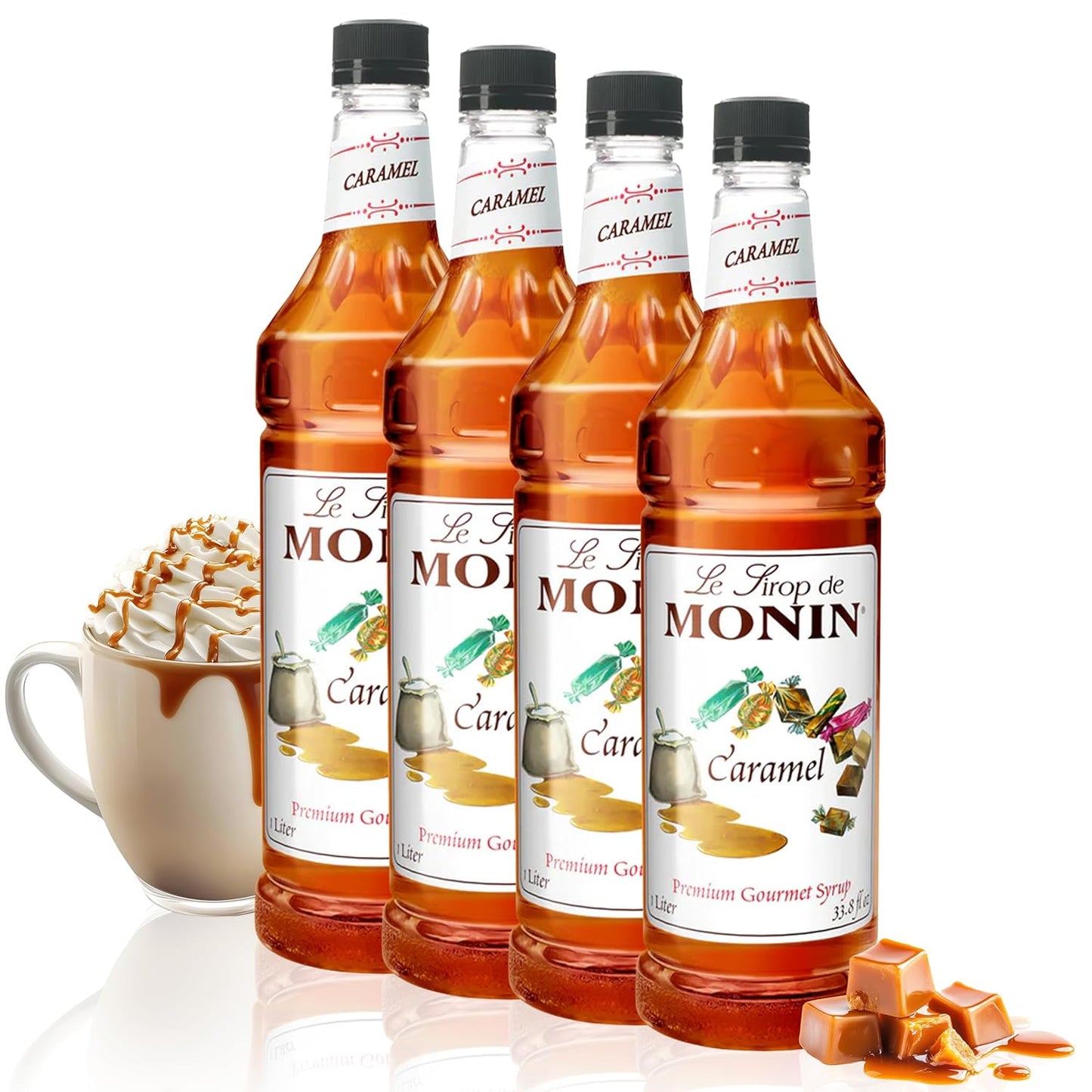 Monin Caramel Syrup - Rich and Buttery for Desserts and Coffee