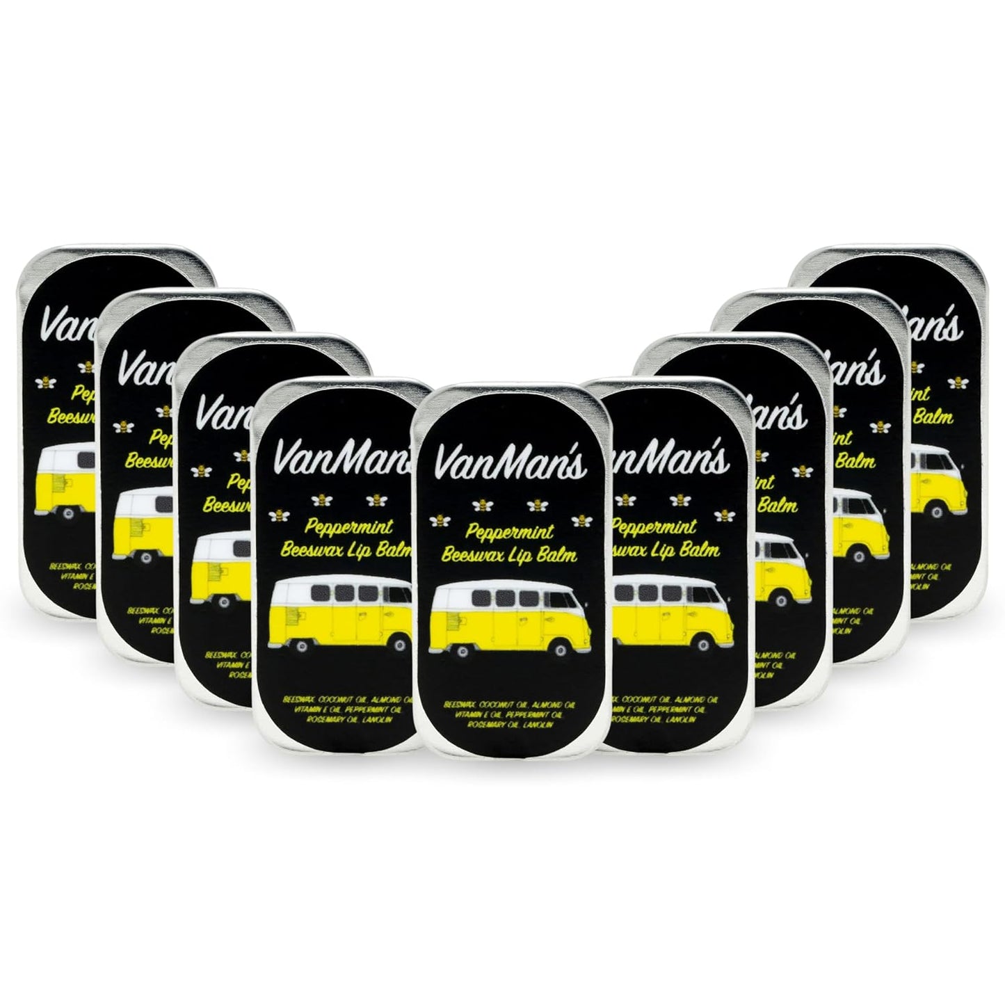 Handmade Peppermint Beeswax Lip Balm for Dry Lips - 9 Pack