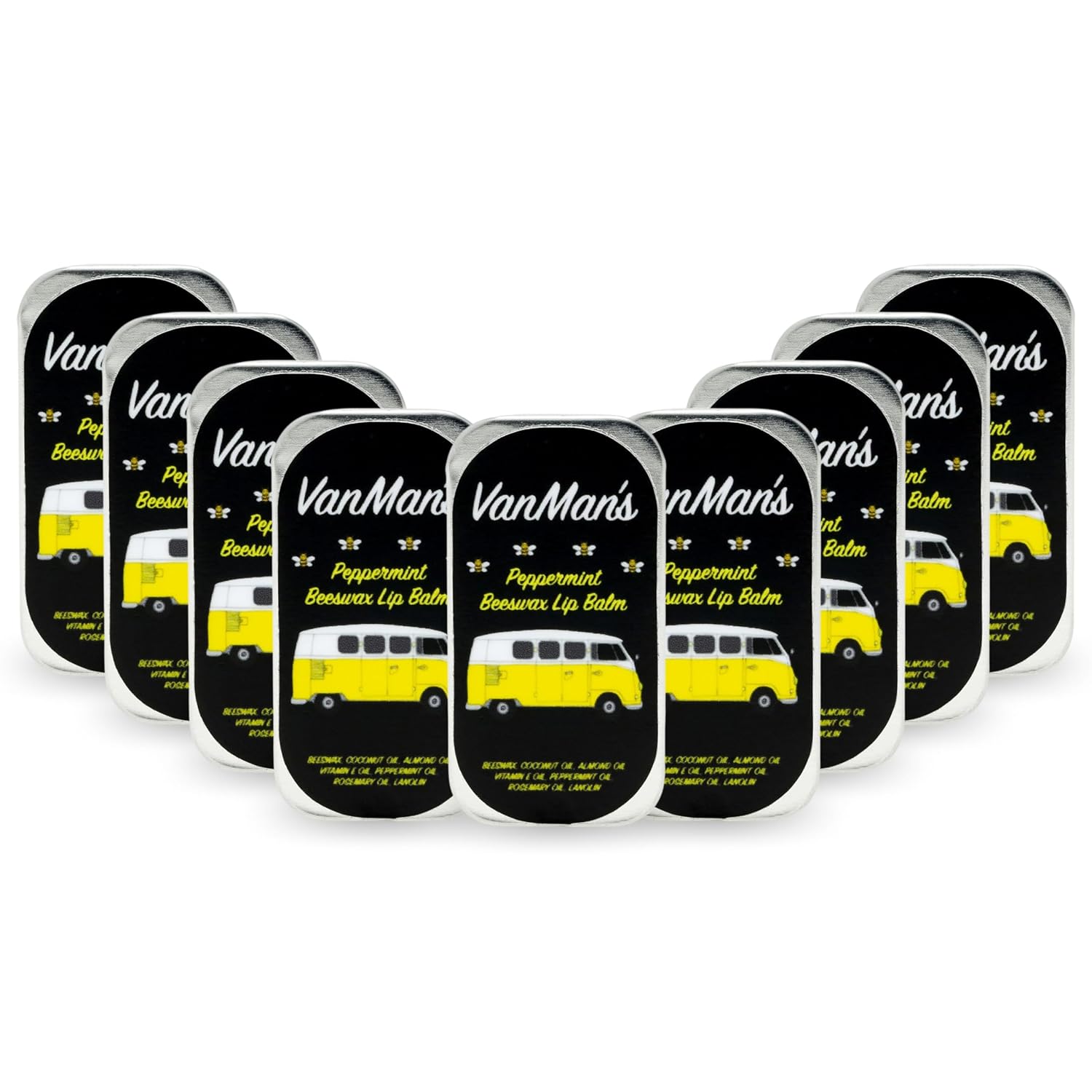 Handmade Peppermint Beeswax Lip Balm for Dry Lips - 9 Pack