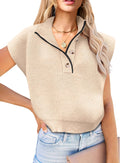 ANRABESS Womens V Neck Button Down Pullover Sweater Top - Casual Knit