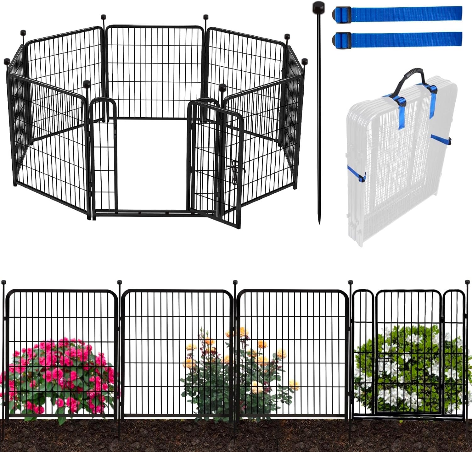 ADAVIN 40 in Garden Fence with Low Threshold Door for Pets