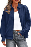 Faux Suede Bomber Jacket for Women - Oversized Fall Winter Coat