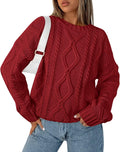 Long Sleeve Ribbed Knit Sweater Women Casual Pullover - Cozy Fit