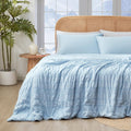 Cozy Bliss Seersucker Cooling Comforter King Size Cold Blue