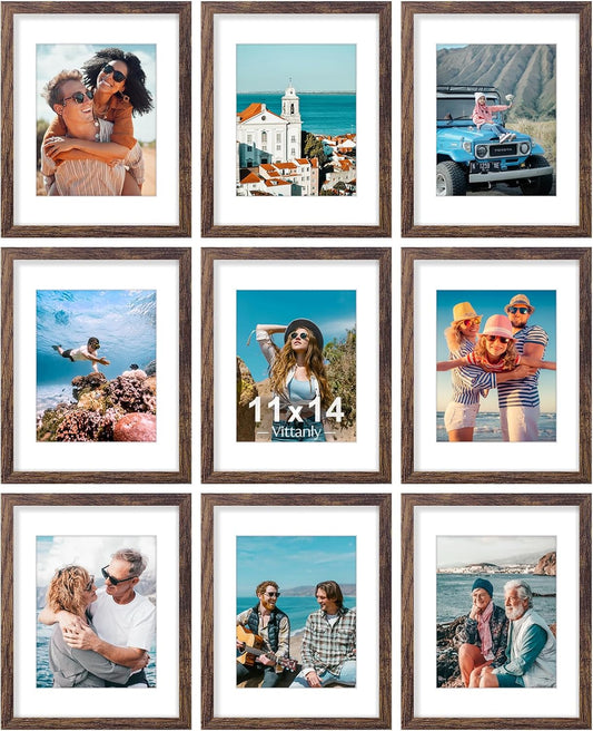 Vittanly 11x14 Picture Frames Set of 9 for Wall or Tabletop