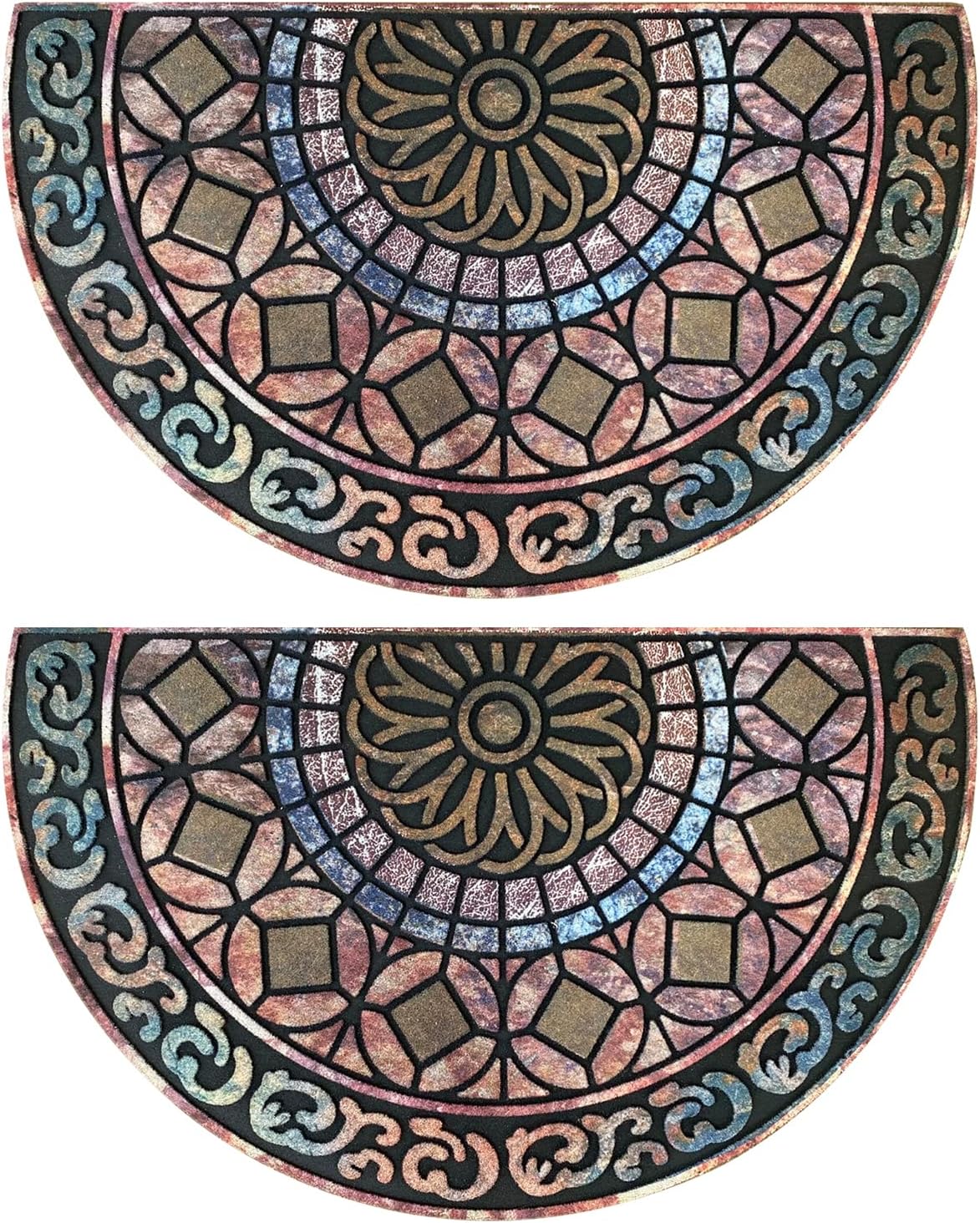 Durable 18 x 30 Half Round Door Mat for Indoor Outdoor Use
