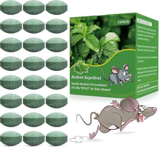 24-Pack Peppermint Oil Rat Deterrent - Safe & Effective