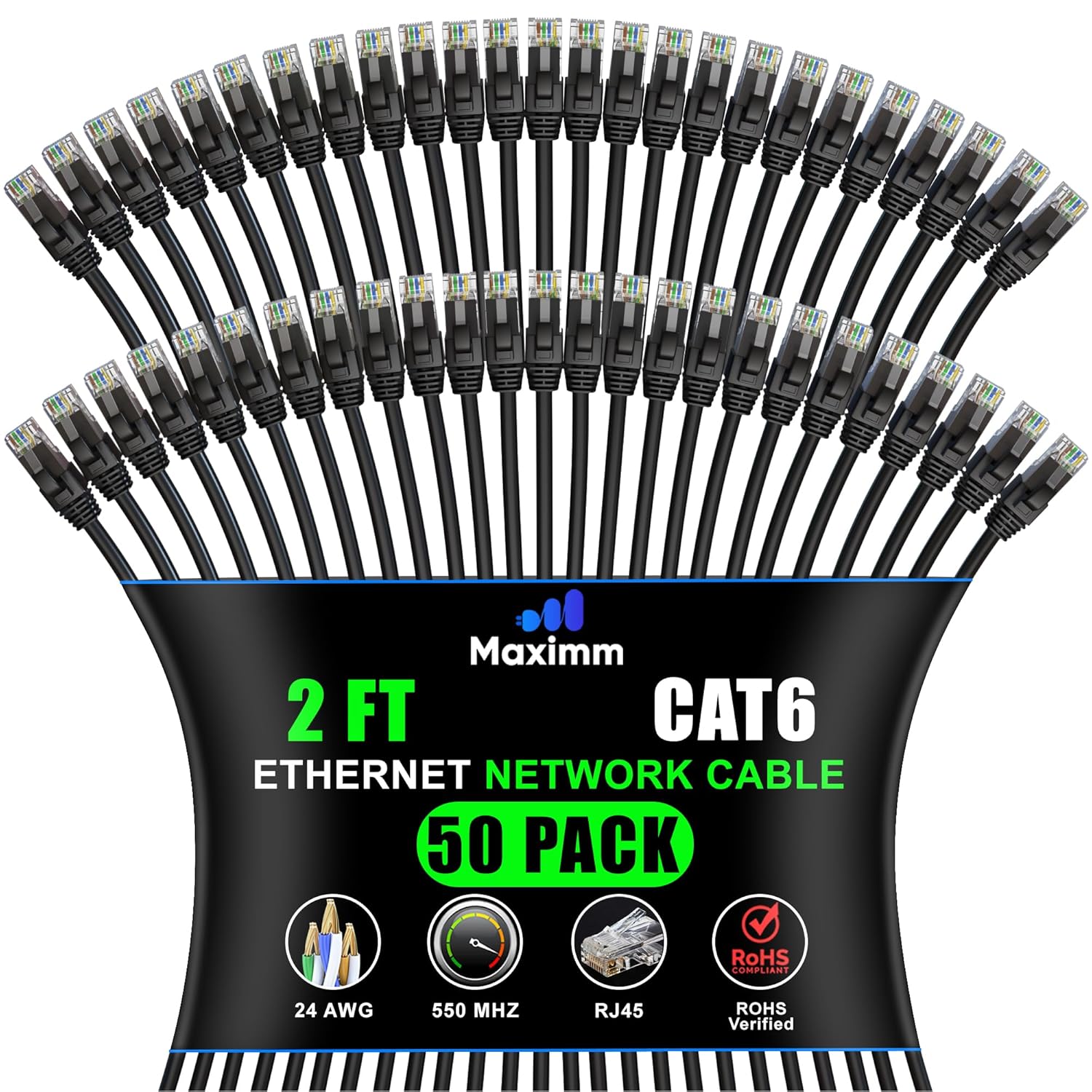 Maximm Cat 6 Ethernet Cable - High-Speed 10Gbps Network Cord
