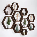 Hexagon Floating Shelves Honeycomb Wall Mounted Driftwood Finish