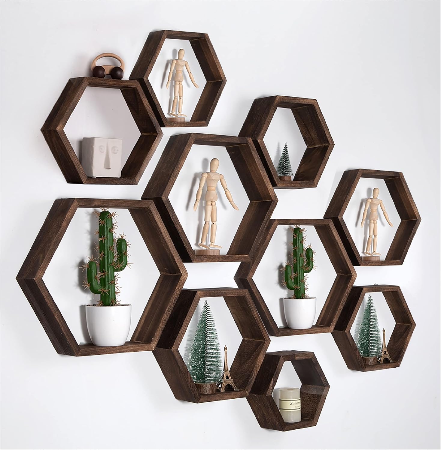 WONFUlity Hexagon Floating Shelves for Stylish Home Decor