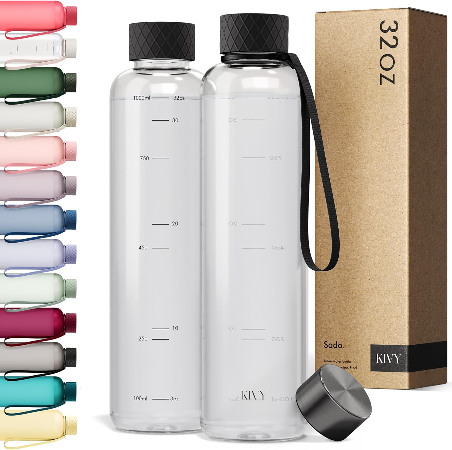 KIVY Slim Water Bottle 32oz - Lightweight & Shatterproof Design