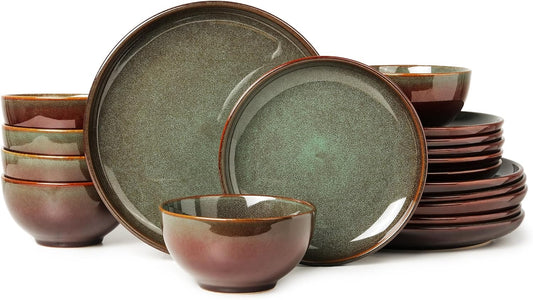 Stoneware Dinnerware Sets for 6 - 18 Pieces Ceramic Plates